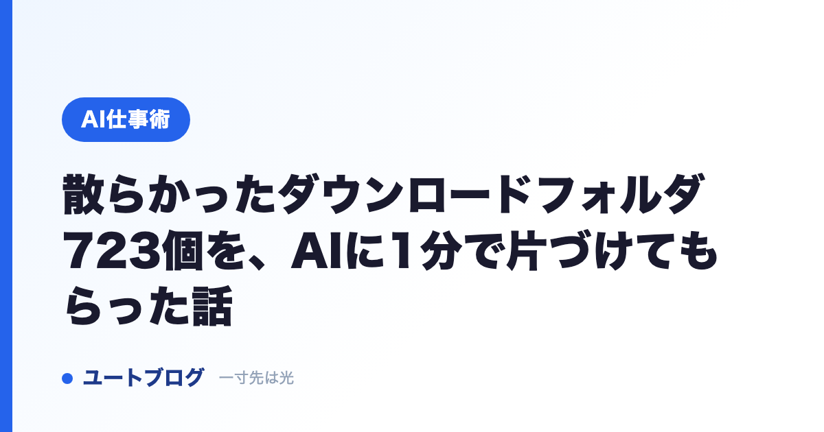 散らかったダウンロードフォルダ723個を、AIに1分で片づけてもらった話