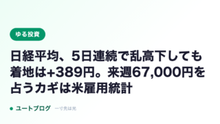 日経平均、5日連続で乱高下しても着地は+389円。来週67,000円を占うカギは米雇用統計