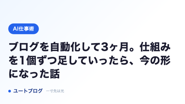 ブログを自動化して3ヶ月。仕組みを1個ずつ足していったら、今の形になった話